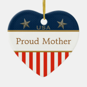 Fier mère USA Patriotic Photo Heart Ornement