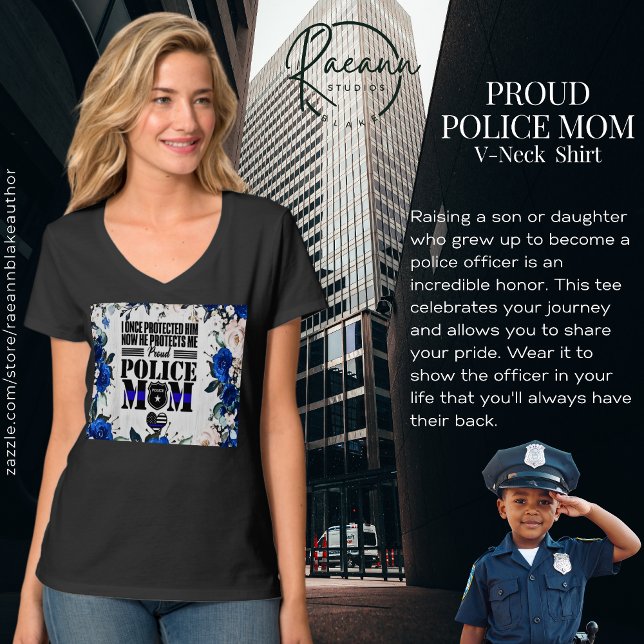 Fier T-shirt de maman de la police (Créateur téléchargé)