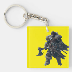 Fierce Barbarian Warrior mit antikem Ax Schlüsselanhänger