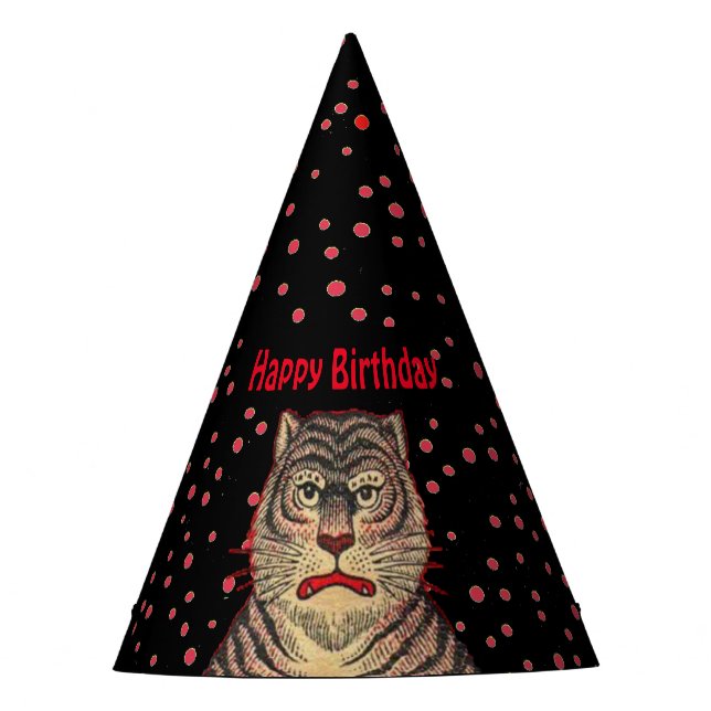 Fierce Birthday Asian Tiger Stripes Red Dots Partyhütchen (Vorderseite)
