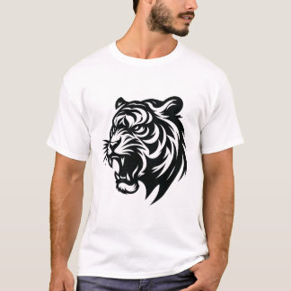 Fierce Black and White Tiger Head T - Shirt - Bold