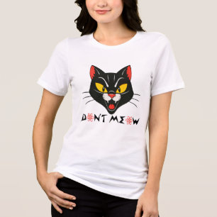 Fierce Black Cat Face - Bold Retro Halloween Tri-Blend Shirt