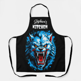 Fierce Blue Werewolf Schürze