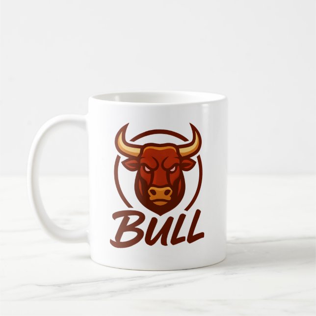 Fierce Bull Head Logo, Creative Mascot BULL Kaffeetasse (Links)