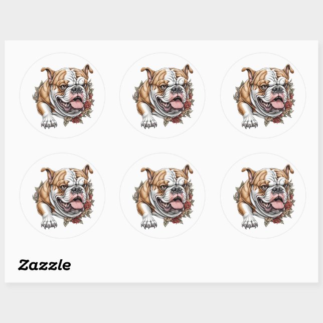 Fierce Bulldog für Hunde Runder Aufkleber (Blatt)