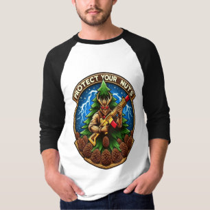 Fierce Cartoon Eichhörnchen verteidigen Pine Cones T-Shirt
