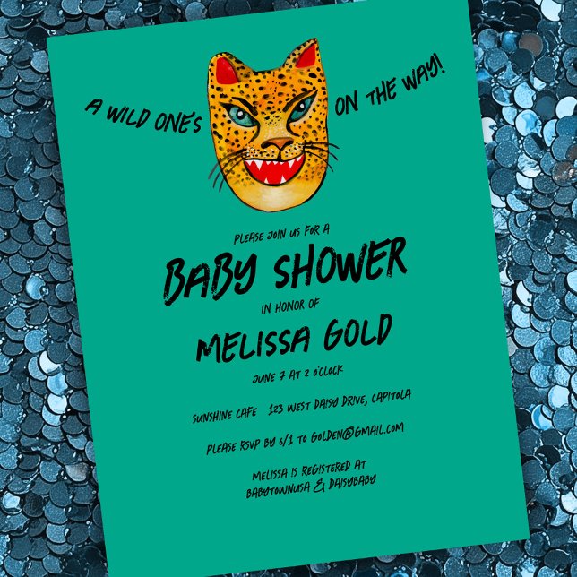 Fierce Cheetah Wild eine Niedliche BABY SHOWER CUS Einladungspostkarte (Fierce Cheetah Wild One Cute BABY SHOWER CUSTOM Invitation Postcard
)