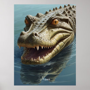 Fierce Crocodile mit Piercing Eyes Wildlife Poster