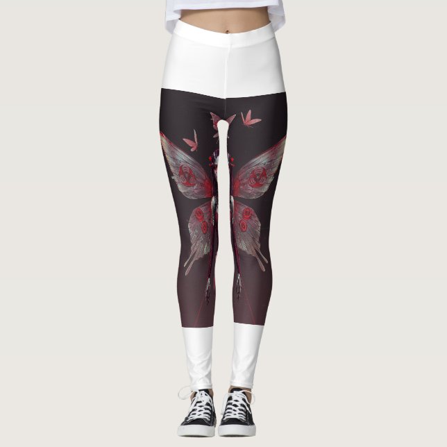 Fierce Cyberpunk Red Fairy Leggings 🤖 🧚 ‍ ♀️ (Vorderseite)