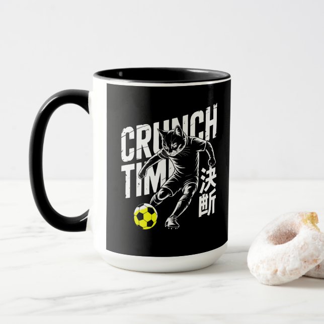 Fierce Determination Soccer Cat Anime Lover Sports Tasse (Mit Donut)