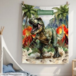 Fierce Dinosaur Birthday Blanket Individuelle Name Fleecedecke