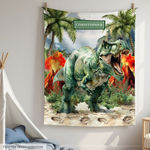 Fierce Dinosaur Blanket Individuelle Name Personal Fleecedecke