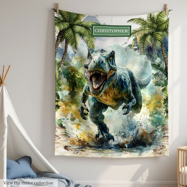 Fierce Dinosaur Blanket Personalisierter Individue Fleecedecke (Fierce Dinosaur Blanket Personalized Custom Name Boys)