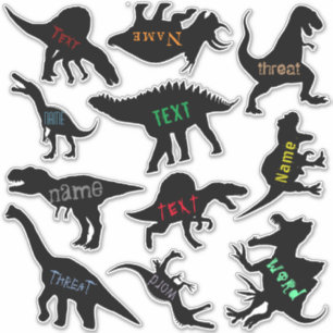 Fierce Dinosaur Silhouette Set mit Textaufklebern Aufkleber