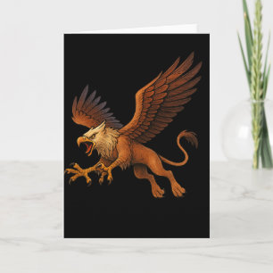 Fierce Diving Golden Griffin Mythology Fantasy Art Karte
