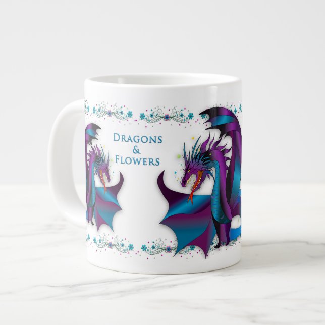 Fierce Dragon Blume Feminine Mystical Name Jumbo-Tasse (Vorderseite Links)