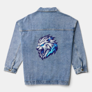 Fierce Électrique Tête de Lion Denim Veste - Bleu 