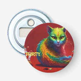 "Fierce Elegante: Roter Drache Cat Mouse Round Flaschenöffner