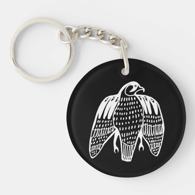 Fierce Falcon Schwarz-weiß Schlüsselanhänger (Vorderseite)