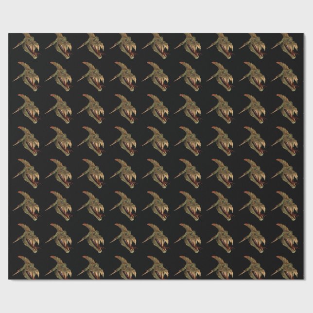 Fierce Fantasay Dragon Snake Head Geschenkpapier (Flach)