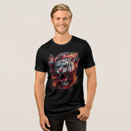 Fierce Flaming Tiger Art Print Tri-Blend Shirt