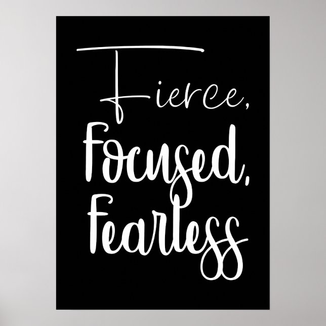 Fierce, fokussiert, furchtlos - Hustel, Fitness, E Poster (Vorne)