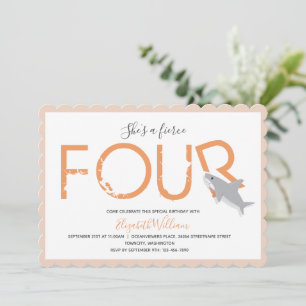 Fierce Four Orange Shark Animal 4ème Invitation