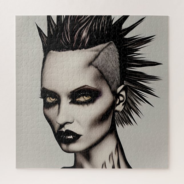 Fierce Frau in Mohawk und Piercings Gothic Punk (Vertikal)
