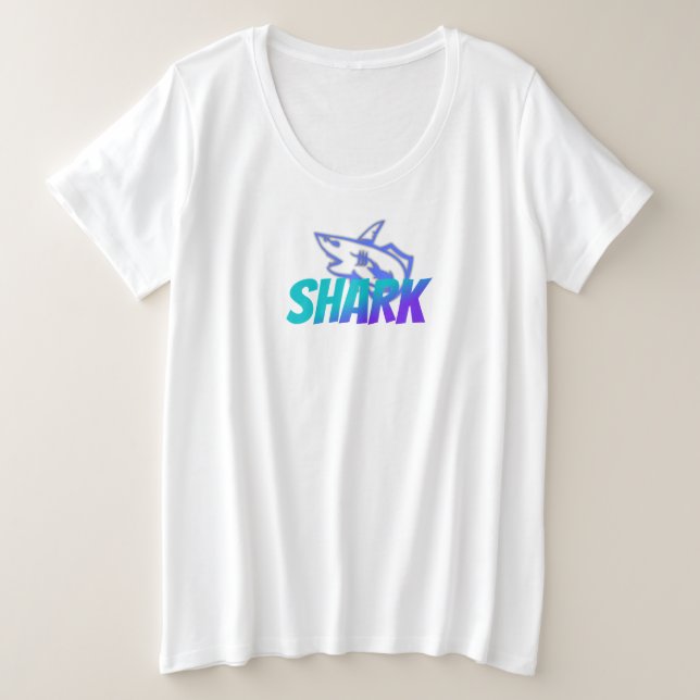 Fierce Gradient Shark Logo | Bold Ocean Große Größe T-Shirt (Design vorne)