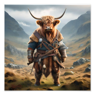 Fierce Highland Warrior: Das mutige Viking der Kuh Fotodruck