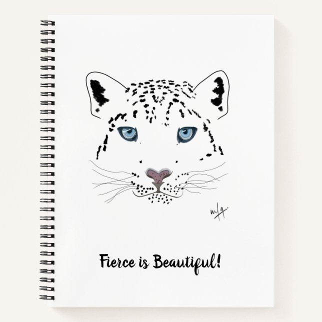 Fierce ist ein schöner Schneeleopard Notizbuch (Vorderseite)