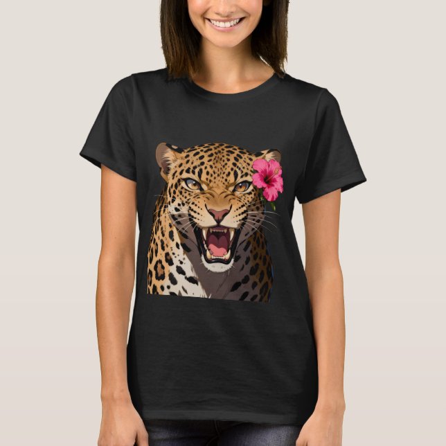 Fierce Leopard Pink Flower Shirt (Vorderseite)