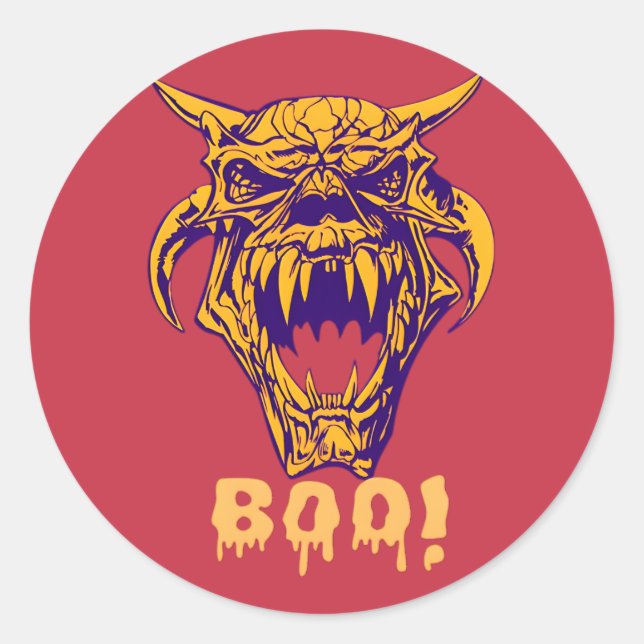 Fierce Monster BOO Halloween Beängstigende Designk Runder Aufkleber (Vorderseite)