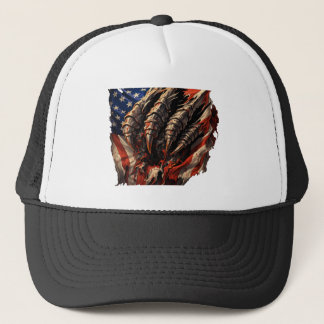 Fierce Monster Tearing American Flag Art Truckerkappe