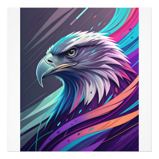 Fierce Neon Eagle — Stilisierter Kopf mit geometri Fotodruck