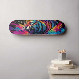Fierce Neon farbenfrohe Tiger Design Skateboard