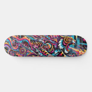 Fierce Neon Tiger Cosmic Skateboard Skate Deck