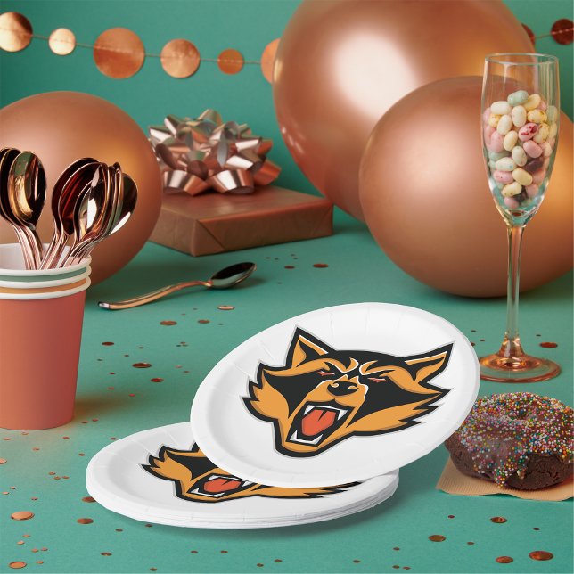 Fierce Raccoon Mascot Bold Wild Animal Graphic Pappteller (Von Creator hochgeladen)