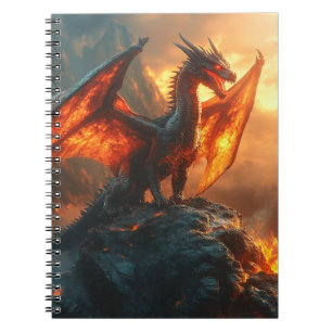 Fierce Red Fiery Angry Dragon Notizblock