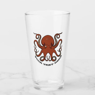 Fierce Red Octopus mit Curling Tentacles Cartoon Glas