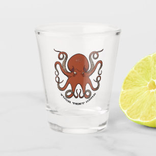 Fierce Red Octopus mit Curling Tentacles Cartoon Schnapsglas
