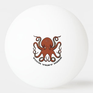Fierce Red Octopus Tentacles Cartoon mit Text Tischtennisball