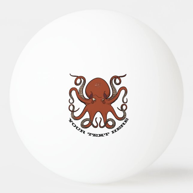 Fierce Red Octopus Tentacles Cartoon mit Text Tischtennisball (Vorderseite)