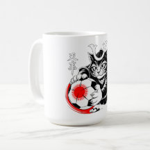 Fierce Samurai Cat Mug - For Soccer Warriors