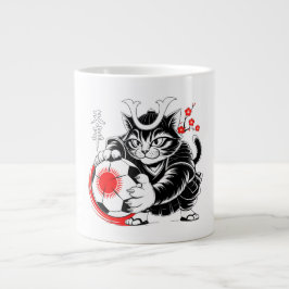 Fierce Samurai Cat Soccer - Anime Sports Fan Gifts Jumbo-Tasse