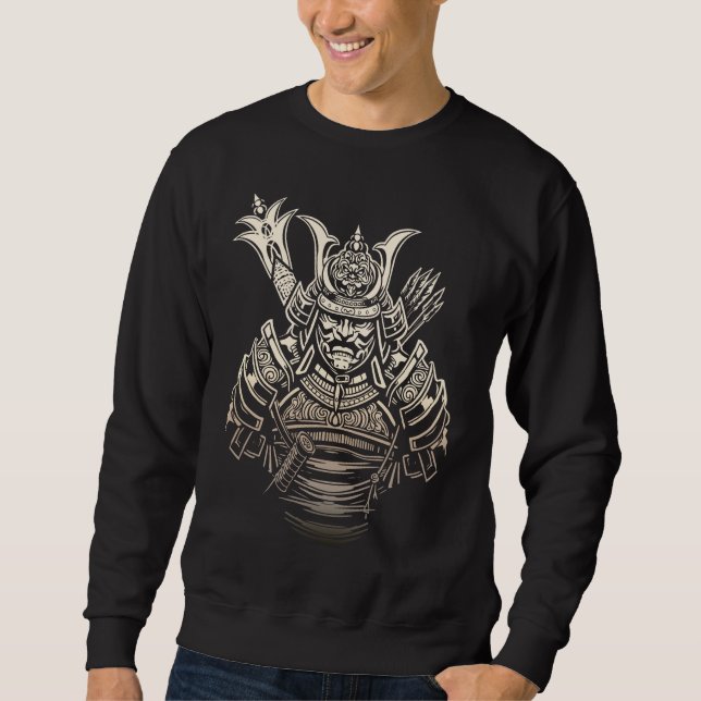 Fierce Samurai Warrior – Bold Japanese Armor Sweatshirt (Vorderseite)