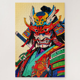 Fierce Samurai Warrior - farbenfrohe japanische Bu