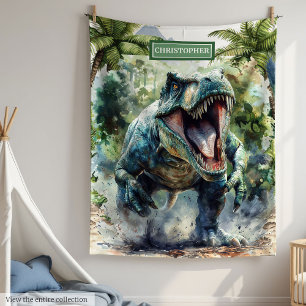 Fierce T-Rex Blanket Personalisierter Name für Jun Fleecedecke