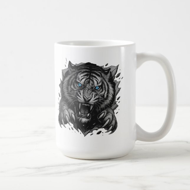 Fierce Tiger Durchbruch: Bold & Wild Kaffeetasse (Rechts)