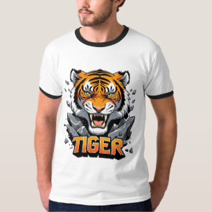 Fierce Tiger Head Illustration - Bold Cartoon Tige T-Shirt